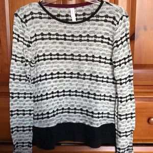 black and white patterned sweater